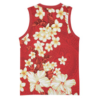 Hawaii Hibiscus Plumeria Red Basketball Jersey Polynesian Pattern LT01 - Polynesian Pride