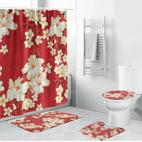 Hawaii Hibiscus Plumeria Red Bathroom Set Polynesian Pattern LT01 Bathroom Set (4 pcs) Red - Polynesian Pride