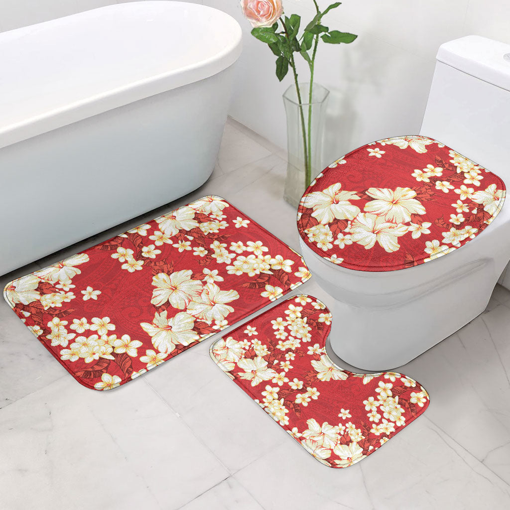 Hawaii Hibiscus Plumeria Red Bathroom Set Polynesian Pattern LT01 - Polynesian Pride
