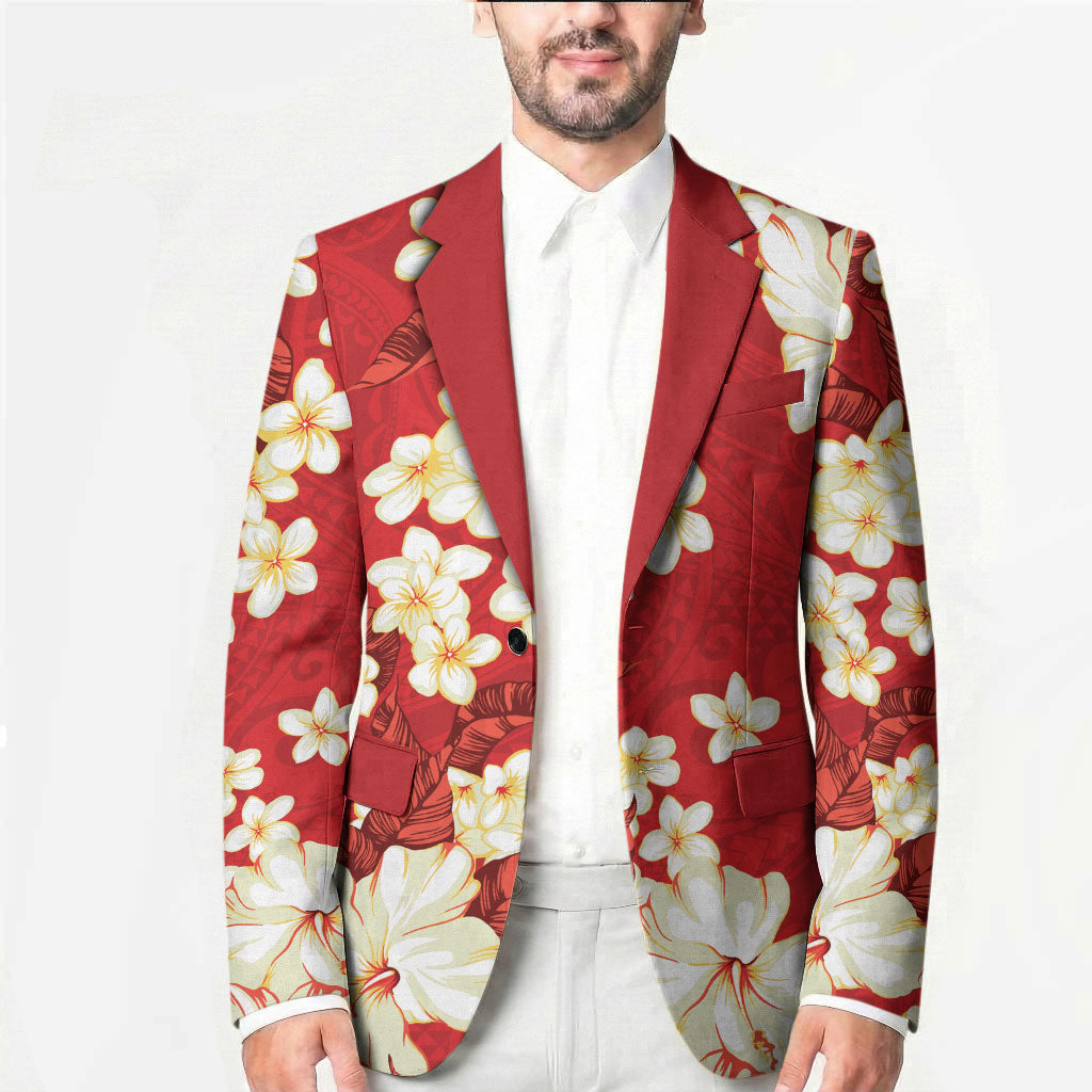 Hawaii Hibiscus Plumeria Red Blazer Polynesian Pattern LT01 - Polynesian Pride