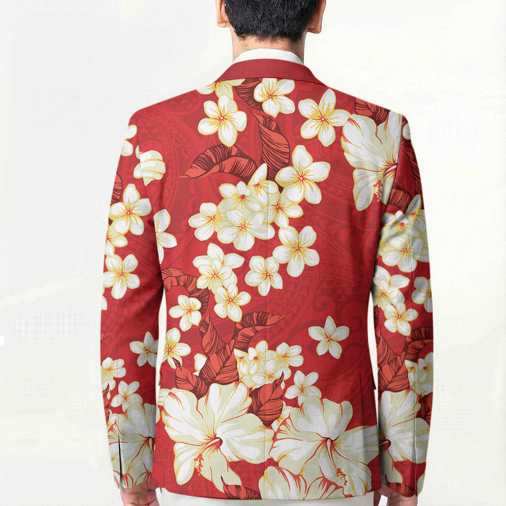 Hawaii Hibiscus Plumeria Red Blazer Polynesian Pattern LT01 - Polynesian Pride