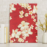 Hawaii Hibiscus Plumeria Red Canvas Wall Art Polynesian Pattern LT01 Without Frame Red - Polynesian Pride