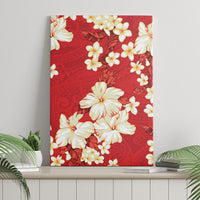 Hawaii Hibiscus Plumeria Red Canvas Wall Art Polynesian Pattern LT01 - Polynesian Pride