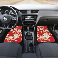 Hawaii Hibiscus Plumeria Red Car Mats Polynesian Pattern LT01 Set 2pcs - Front Red - Polynesian Pride