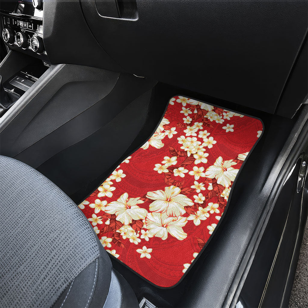 Hawaii Hibiscus Plumeria Red Car Mats Polynesian Pattern LT01 - Polynesian Pride