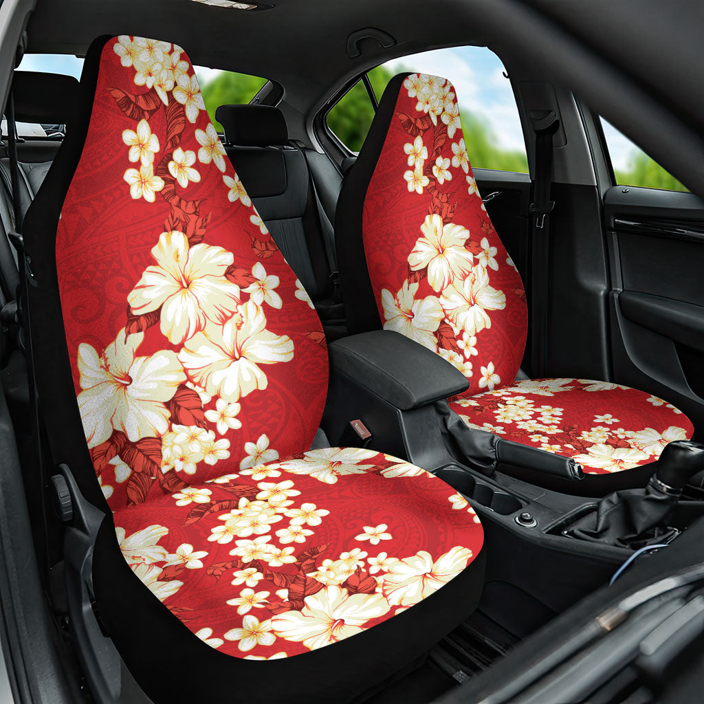 Hawaii Hibiscus Plumeria Red Car Seat Cover Polynesian Pattern LT01 One Size Red - Polynesian Pride