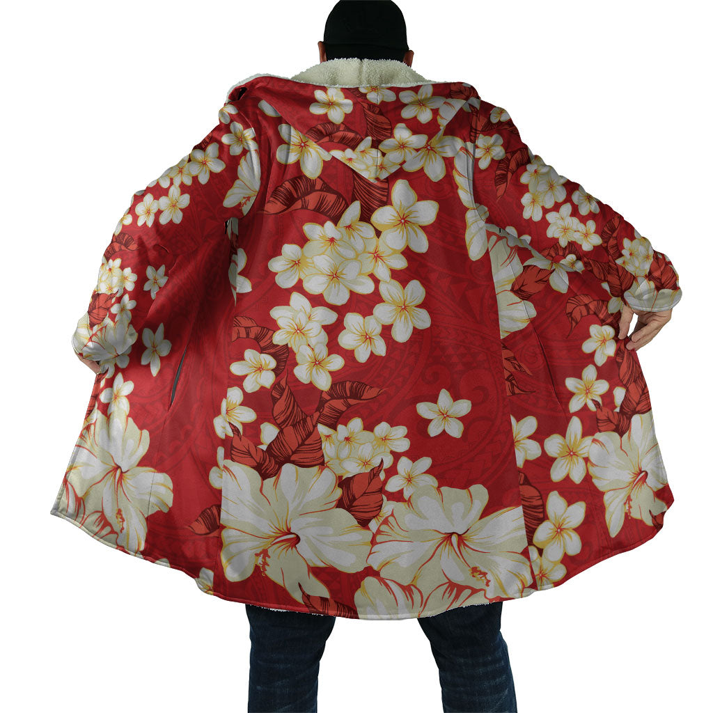 Hawaii Hibiscus Plumeria Red Cloak Polynesian Pattern LT01 - Polynesian Pride