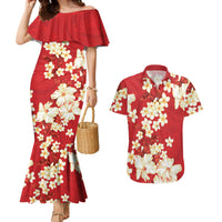 Hawaii Hibiscus Plumeria Red Couples Matching Mermaid Dress and Hawaiian Shirt Polynesian Pattern LT01 Red - Polynesian Pride