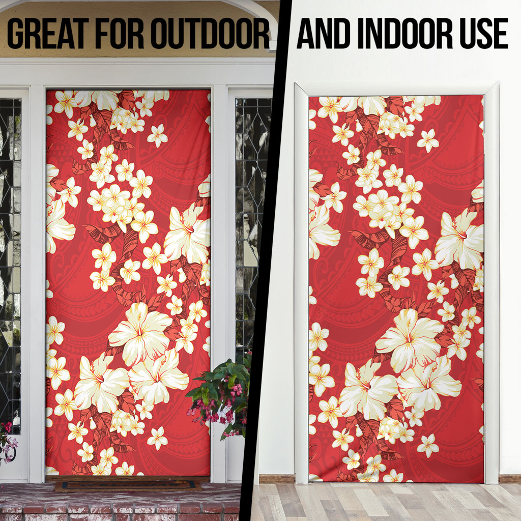 Hawaii Hibiscus Plumeria Red Door Cover Polynesian Pattern LT01 - Polynesian Pride