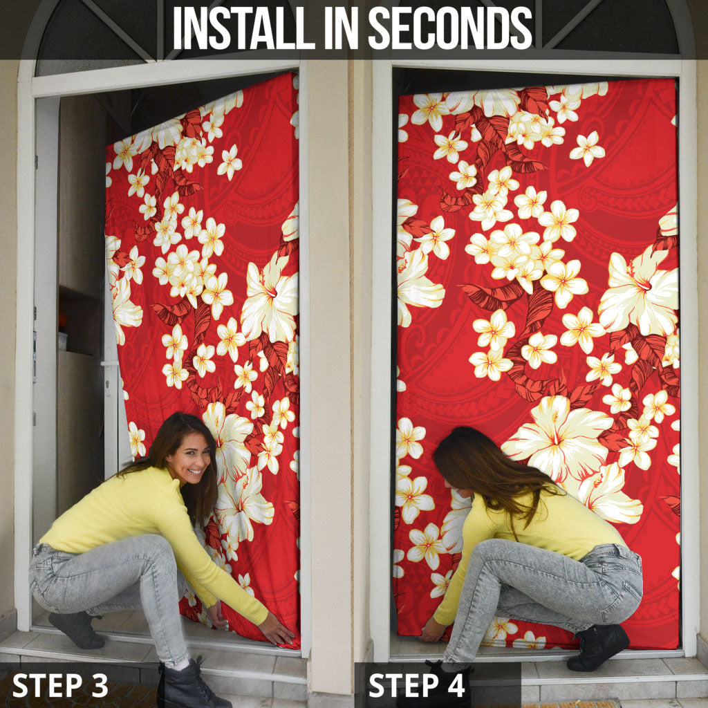 Hawaii Hibiscus Plumeria Red Door Cover Polynesian Pattern LT01 - Polynesian Pride