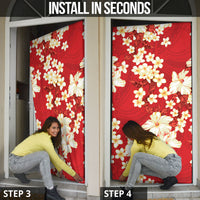 Hawaii Hibiscus Plumeria Red Door Cover Polynesian Pattern LT01 - Polynesian Pride