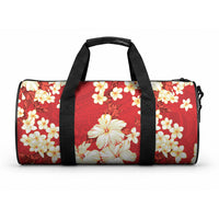 Hawaii Hibiscus Plumeria Red Duffle Bag Polynesian Pattern