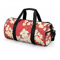 Hawaii Hibiscus Plumeria Red Duffle Bag Polynesian Pattern