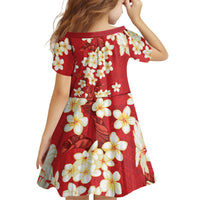 Hawaii Hibiscus Plumeria Red Family Matching Summer Maxi Dress and Hawaiian Shirt Polynesian Pattern