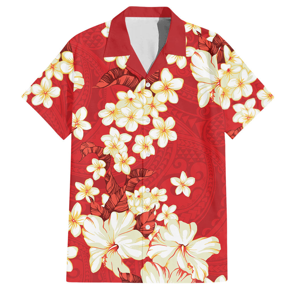 Hawaii Hibiscus Plumeria Red Hawaiian Shirt Polynesian Pattern LT01 Red - Polynesian Pride