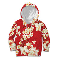 Hawaii Hibiscus Plumeria Red Kid Hoodie Polynesian Pattern LT01 Hoodie Red - Polynesian Pride