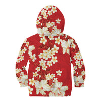 Hawaii Hibiscus Plumeria Red Kid Hoodie Polynesian Pattern LT01 - Polynesian Pride