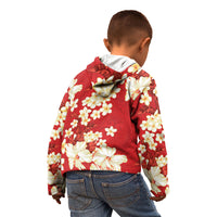 Hawaii Hibiscus Plumeria Red Kid Hoodie Polynesian Pattern LT01 - Polynesian Pride