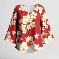 Hawaii Hibiscus Plumeria Red Kimono Sleeve Blouse Polynesian Pattern LT01 Female Red - Polynesian Pride