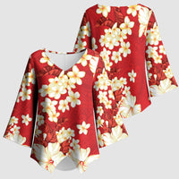 Hawaii Hibiscus Plumeria Red Kimono Sleeve Blouse Polynesian Pattern LT01 - Polynesian Pride