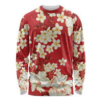 Hawaii Hibiscus Plumeria Red Long Sleeve Shirt Polynesian Pattern LT01 Unisex Red - Polynesian Pride