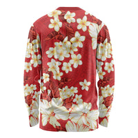 Hawaii Hibiscus Plumeria Red Long Sleeve Shirt Polynesian Pattern LT01 - Polynesian Pride