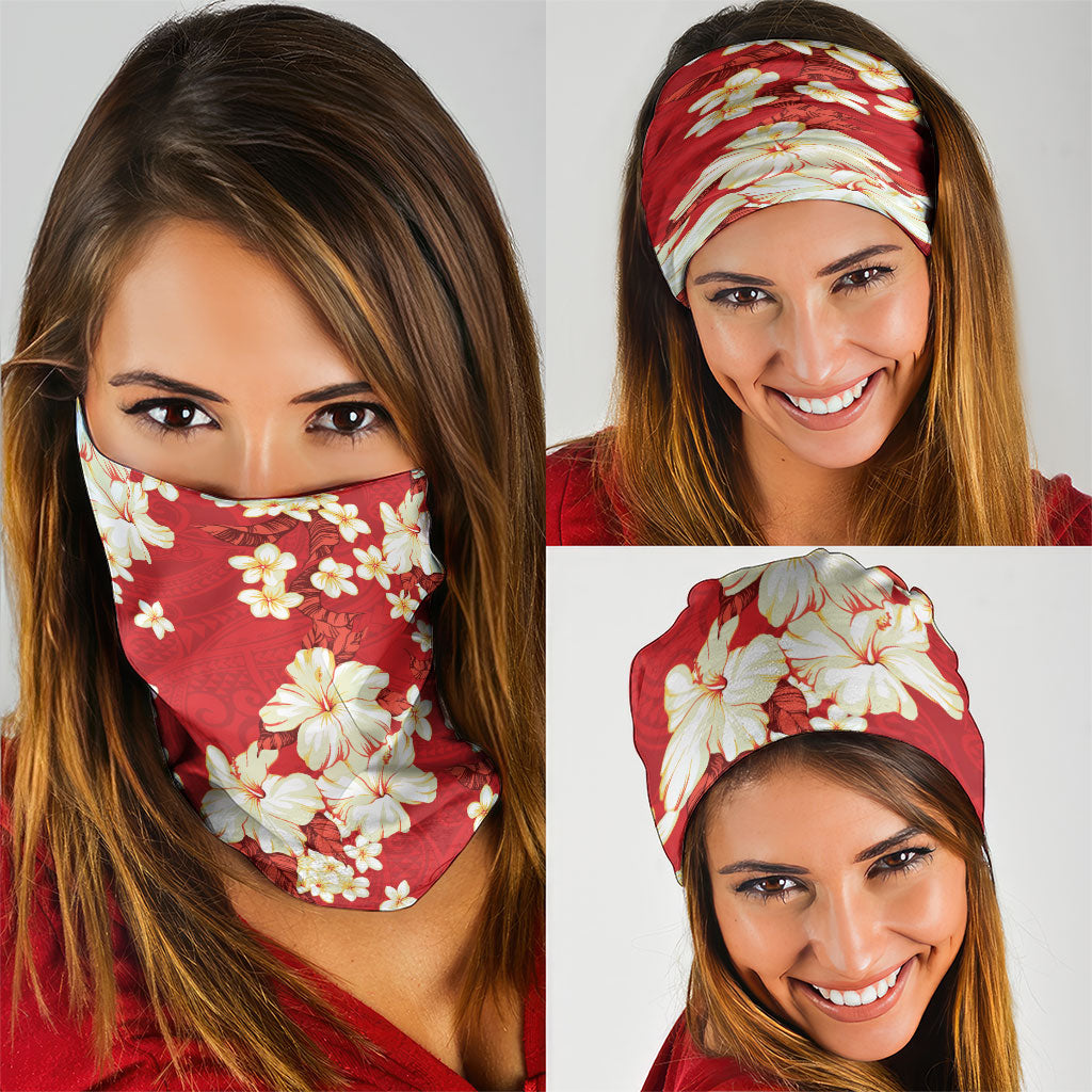 Hawaii Hibiscus Plumeria Red Neck Gaiter Polynesian Pattern LT01 - Polynesian Pride