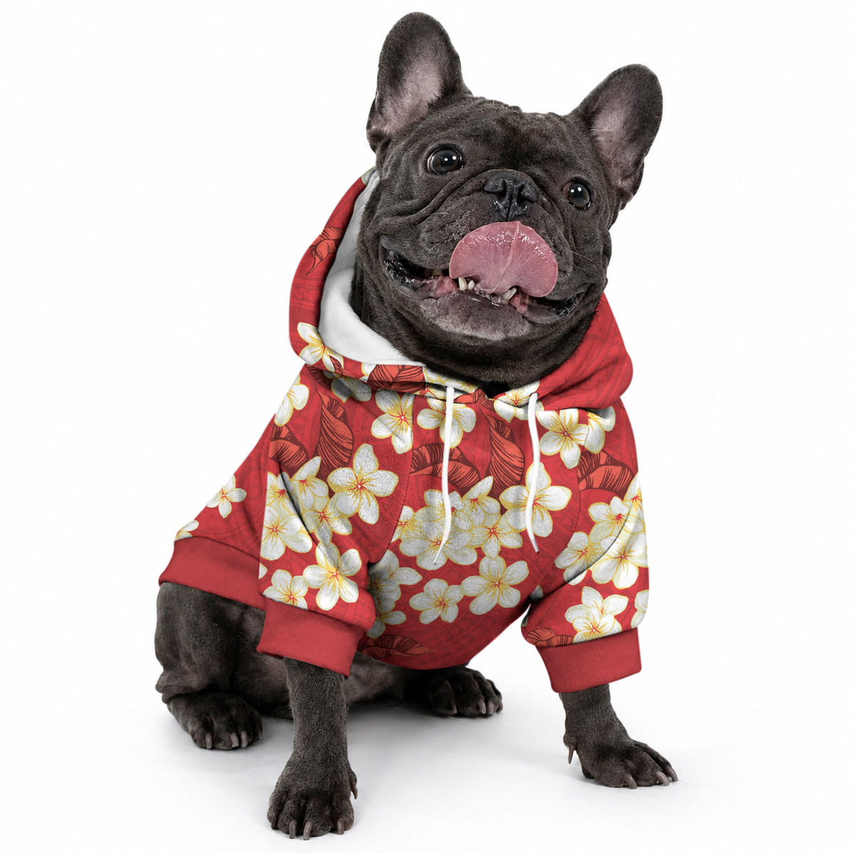 Hawaii Hibiscus Plumeria Red Pet Hoodie Polynesian Pattern LT01 - Polynesian Pride