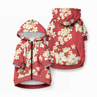 Hawaii Hibiscus Plumeria Red Pet Hoodie Polynesian Pattern LT01 Zip-up Red - Polynesian Pride