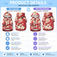 Hawaii Hibiscus Plumeria Red Pet Hoodie Polynesian Pattern LT01 - Polynesian Pride