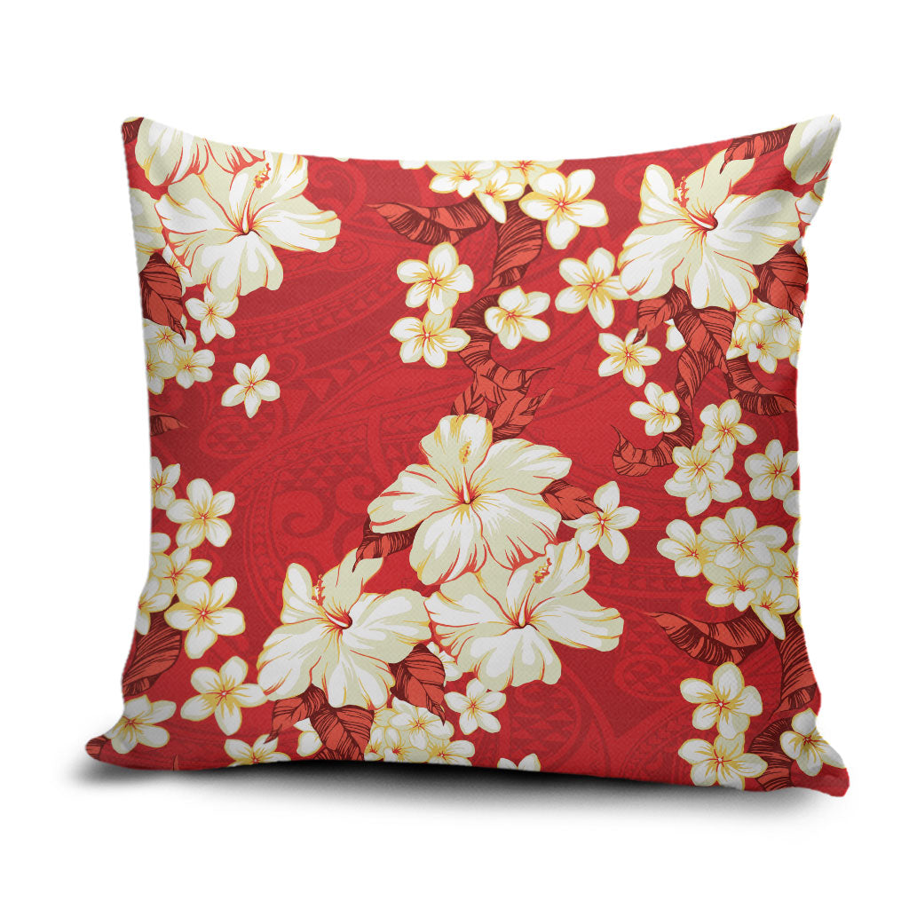 Hawaii Hibiscus Plumeria Red Pillow Cover Polynesian Pattern LT01 Red - Polynesian Pride