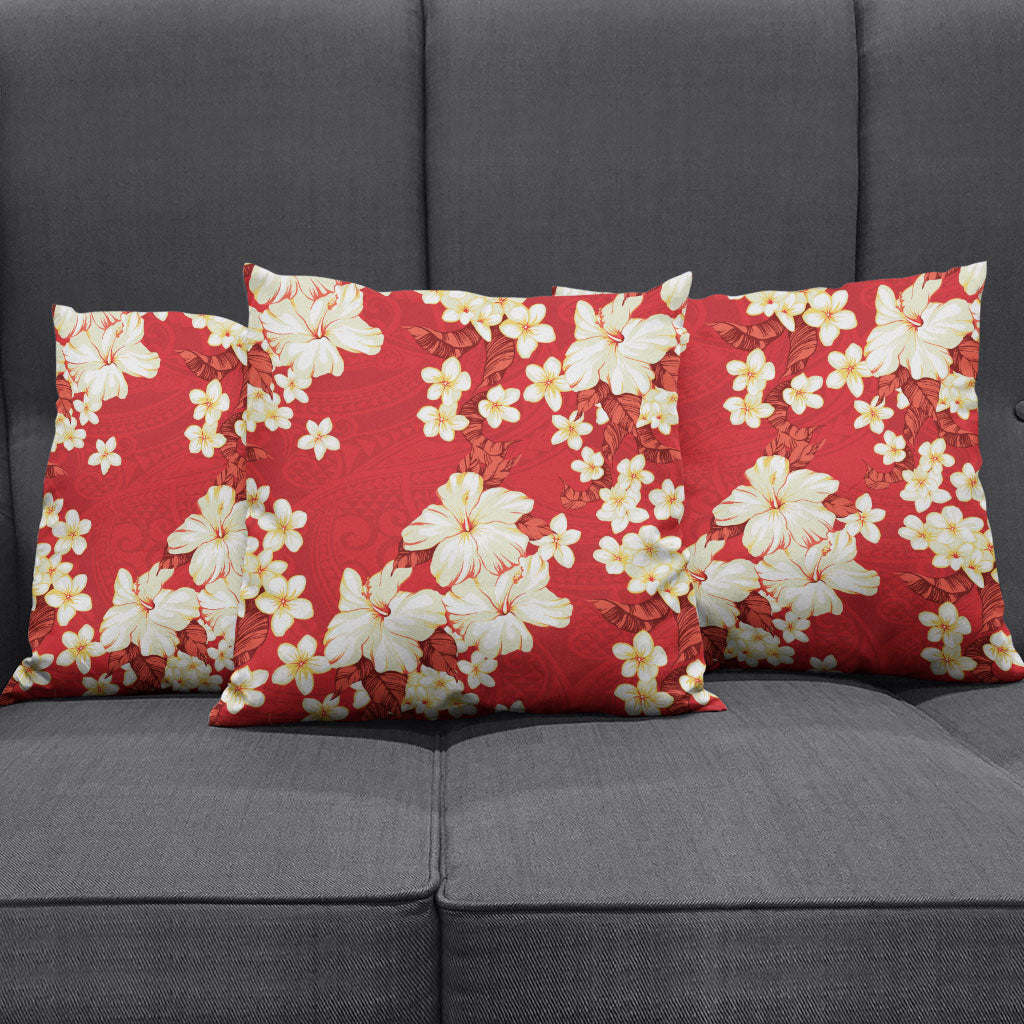 Hawaii Hibiscus Plumeria Red Pillow Cover Polynesian Pattern LT01 - Polynesian Pride