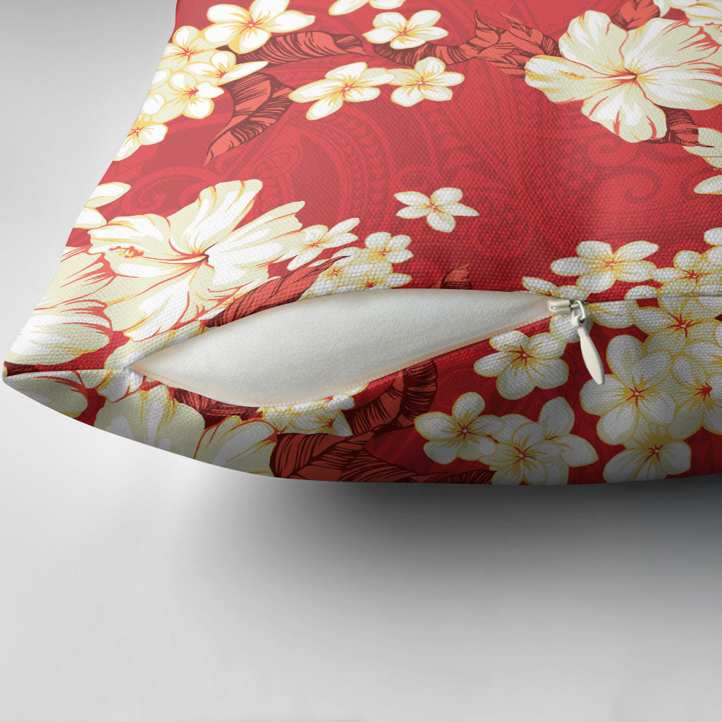Hawaii Hibiscus Plumeria Red Pillow Cover Polynesian Pattern LT01 - Polynesian Pride