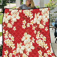 Hawaii Hibiscus Plumeria Red Quilt Polynesian Pattern LT01 Red - Polynesian Pride