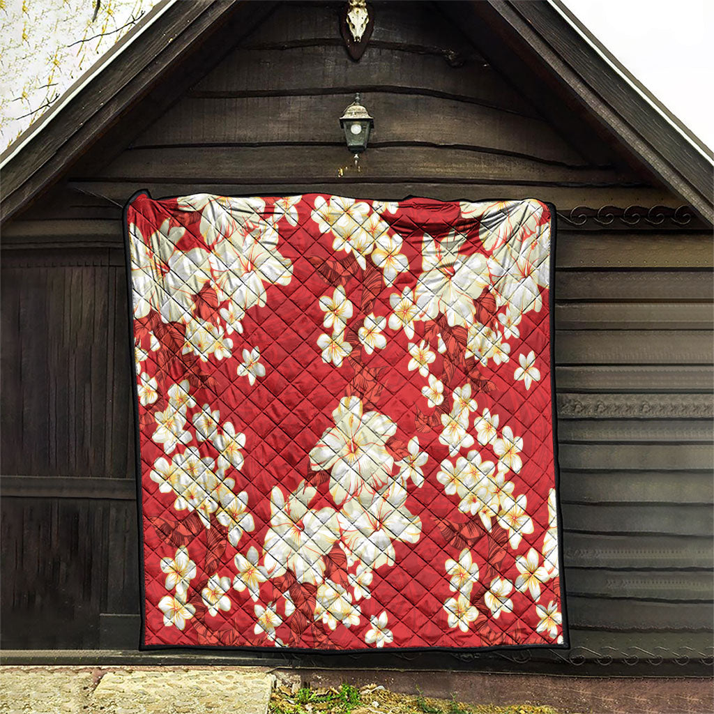 Hawaii Hibiscus Plumeria Red Quilt Polynesian Pattern LT01 - Polynesian Pride