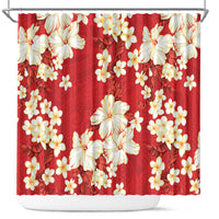 Hawaii Hibiscus Plumeria Red Shower Curtain Polynesian Pattern LT01 Red - Polynesian Pride