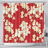 Hawaii Hibiscus Plumeria Red Shower Curtain Polynesian Pattern LT01 - Polynesian Pride