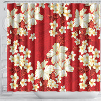 Hawaii Hibiscus Plumeria Red Shower Curtain Polynesian Pattern LT01 - Polynesian Pride
