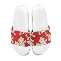 Hawaii Hibiscus Plumeria Red Slide Sandals Polynesian Pattern LT01 Red - Polynesian Pride
