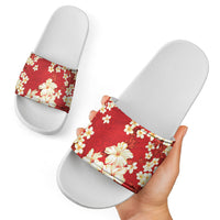 Hawaii Hibiscus Plumeria Red Slide Sandals Polynesian Pattern LT01 - Polynesian Pride