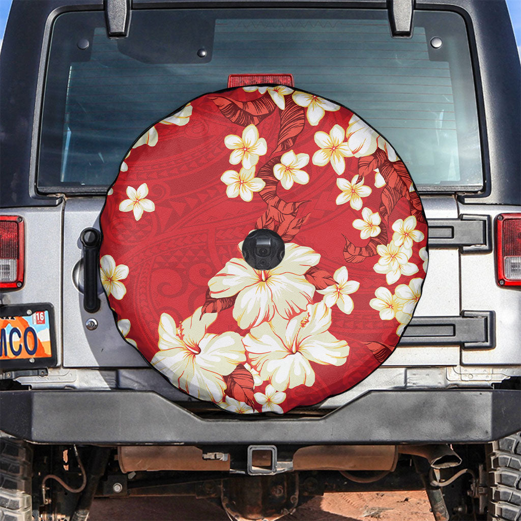 Hawaii Hibiscus Plumeria Red Spare Tire Cover Polynesian Pattern LT01 Red - Polynesian Pride