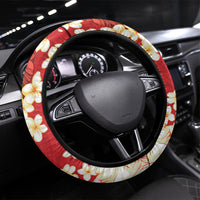 Hawaii Hibiscus Plumeria Red Steering Wheel Cover Polynesian Pattern