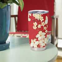 Hawaii Hibiscus Plumeria Red Tumbler Cup Polynesian Pattern