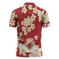 Hawaii Hibiscus Plumeria Red Zipper Polo Shirt Polynesian Pattern LT01 - Polynesian Pride