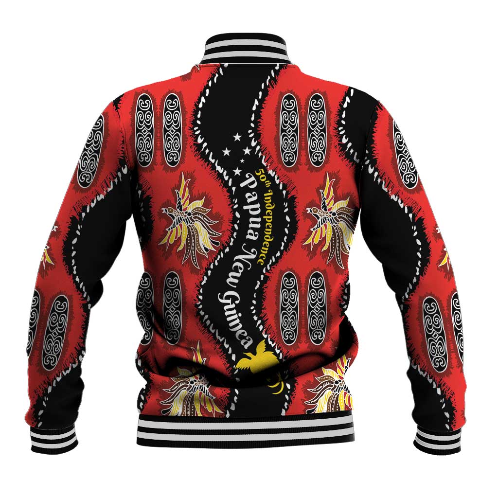 Papua New Guinea 50th Independence Baseball Jacket PNG Batik Pattern - Polynesian Pride