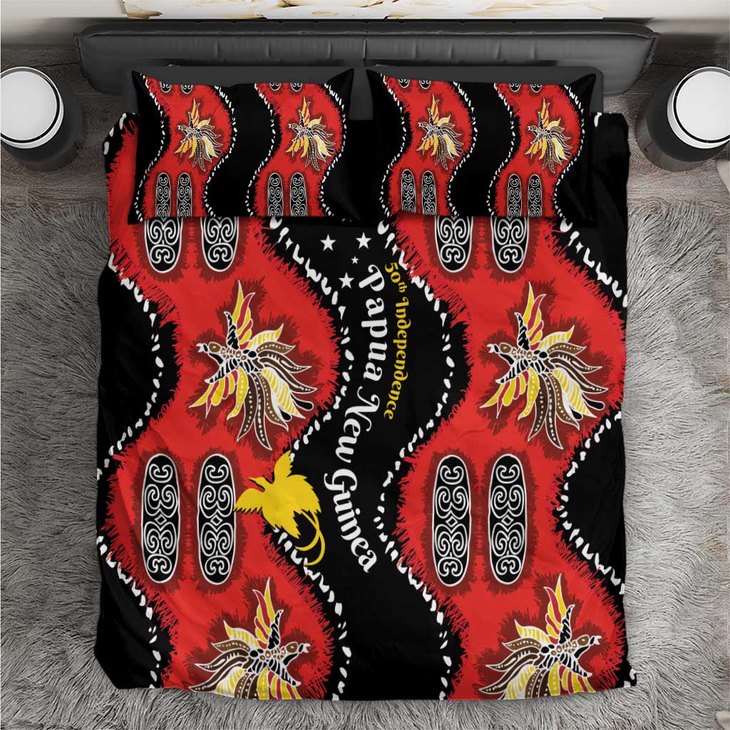 Papua New Guinea 50th Independence Bedding Set PNG Batik Pattern - Polynesian Pride