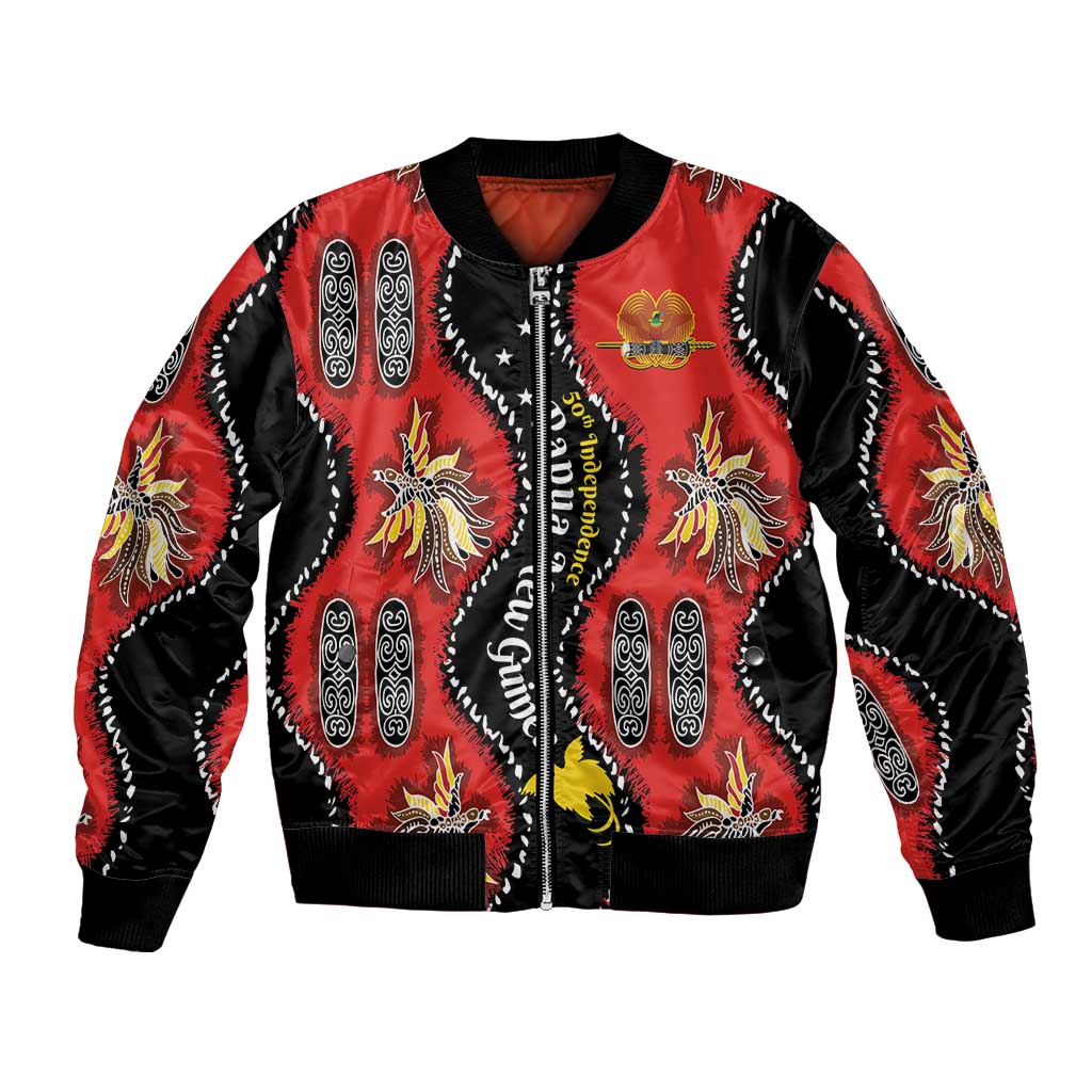 Papua New Guinea 50th Independence Bomber Jacket PNG Batik Pattern - Polynesian Pride