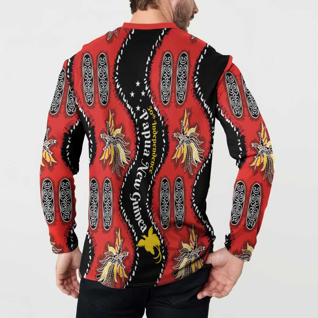 Papua New Guinea 50th Independence Button Sweatshirt PNG Batik Pattern - Polynesian Pride