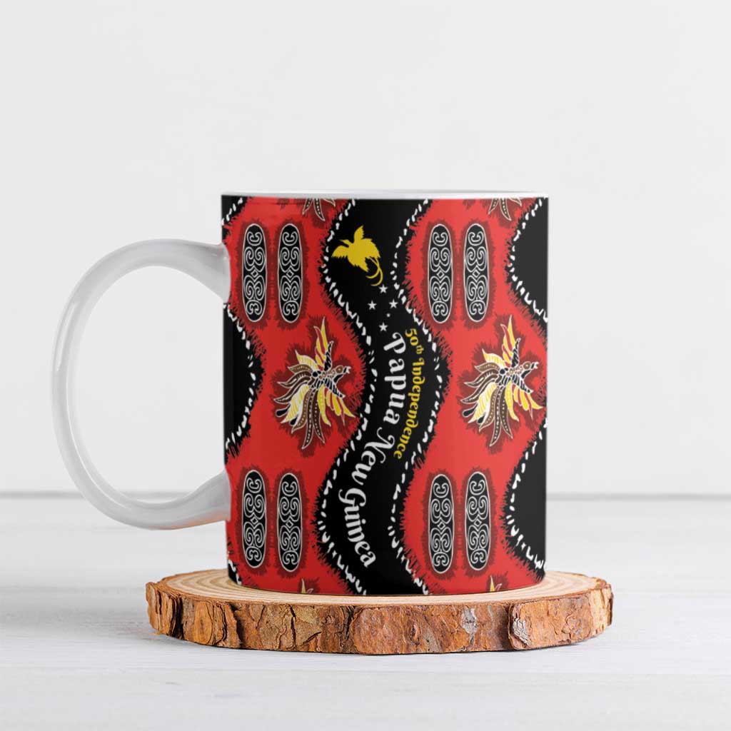 Papua New Guinea 50th Independence Ceramic Mug PNG Batik Pattern - Polynesian Pride