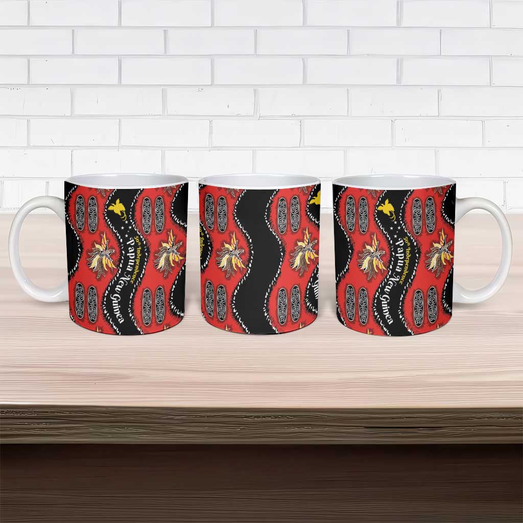 Papua New Guinea 50th Independence Ceramic Mug PNG Batik Pattern - Polynesian Pride